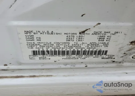 2011 Mitsubishi Galant Fe z USA, uszkodzony, nr VIN 4A32B2FFXBE024772